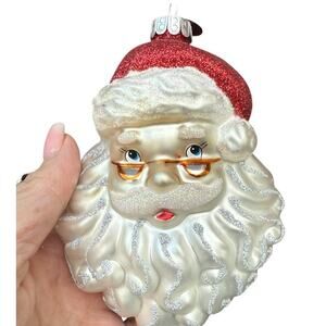 Christopher Radko Celebrations Blown Glass Santa Face Christmas Ornament